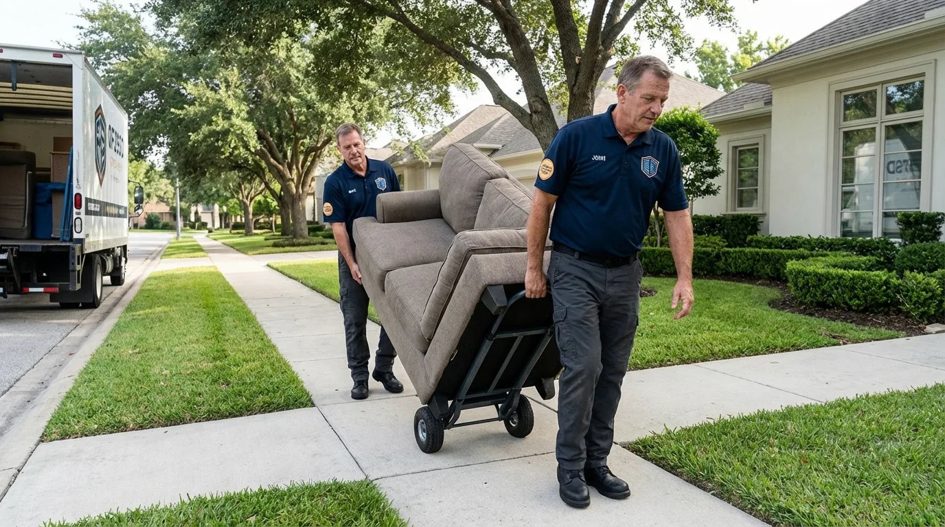 Local residential moving crew loading furniture in De Kalb, MS